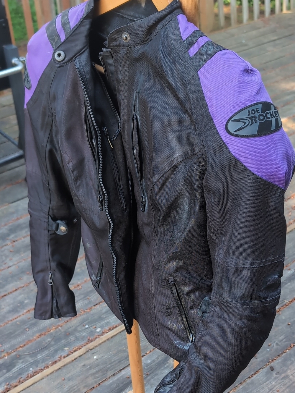 Joe Rocket Black and Purple Women's Motorcycle Jacket Vintage